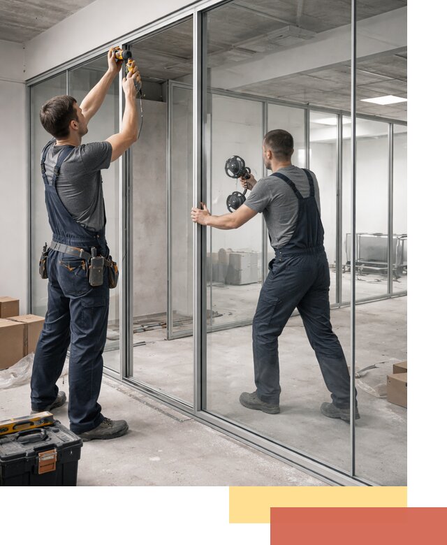 Алюминиевые перегородки со стеклом в Ломоносове — изготовление и монтаж