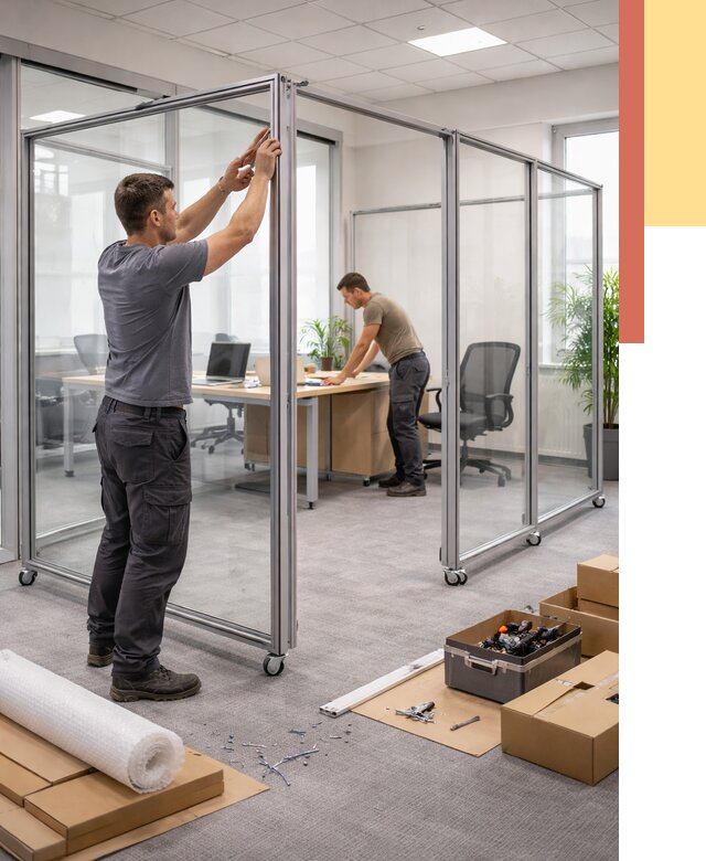 Мобильные офисные перегородки в Ломоносове от 12806 руб. — установка под ключ | ОТДЕЛОЧНИК-Лмн