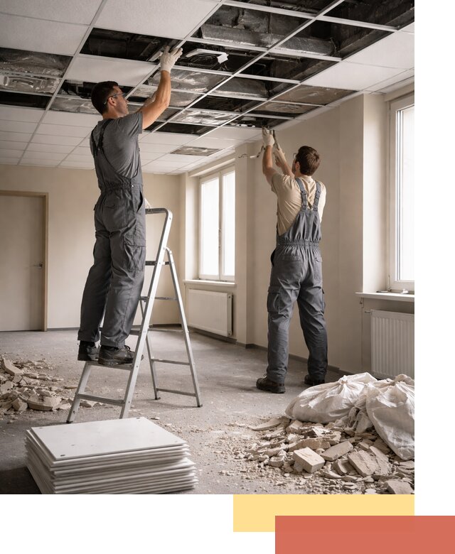 Демонтаж потолков Армстронг профессионально в Ломоносове