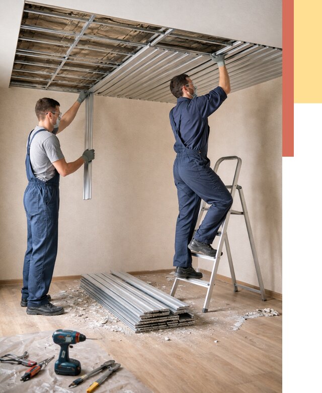 Демонтаж реечного потолка в Ломоносове от 4610 руб. быстро и недорого | ОТДЕЛОЧНИК-Лмн