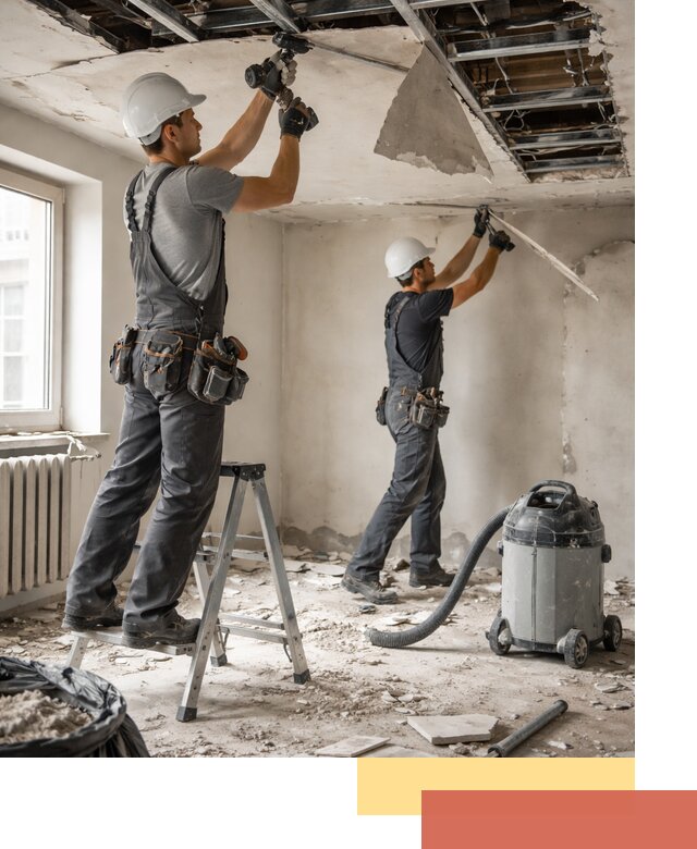 Демонтаж гипсокартонного потолка в Ломоносове быстро и аккуратно