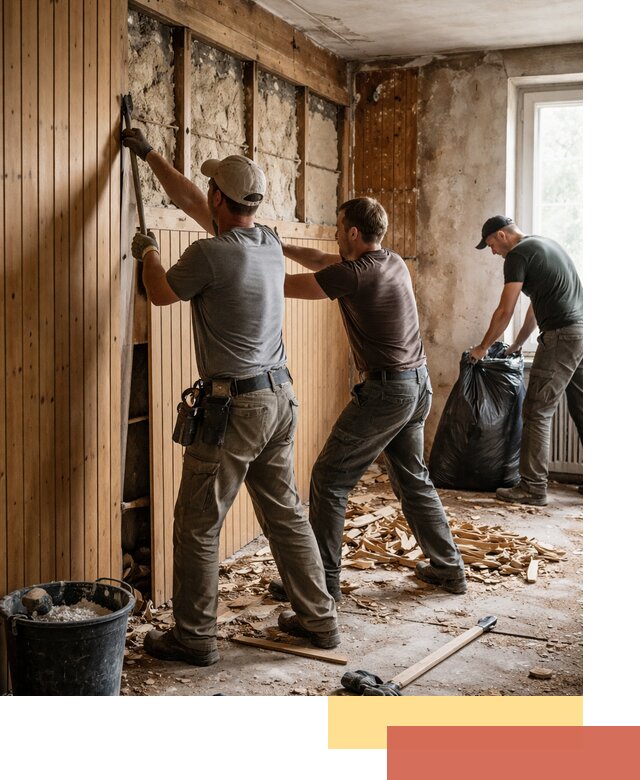 Демонтаж вагонки и вывоз материалов в Ломоносове