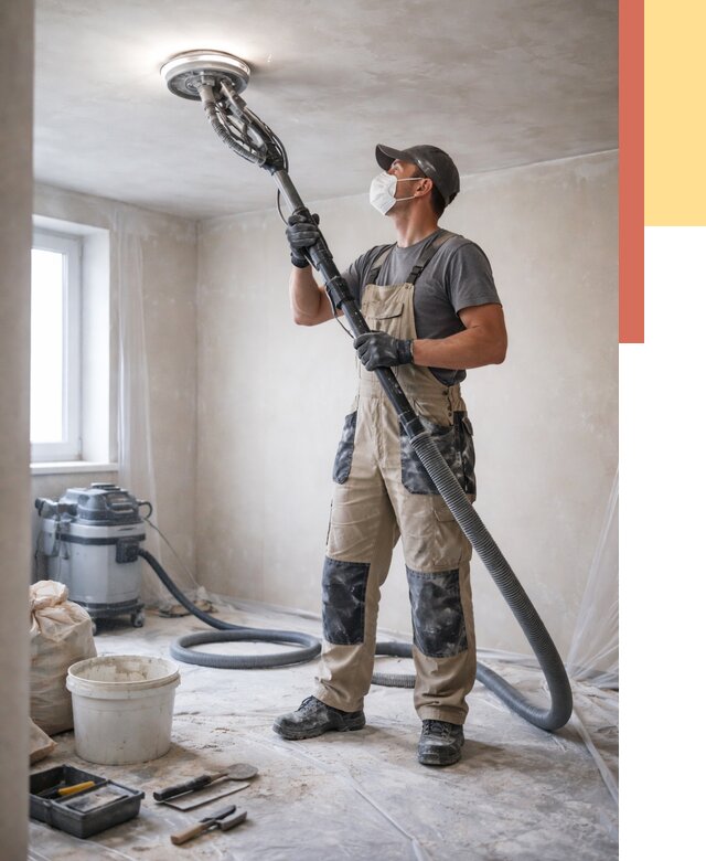 Шлифовка потолка в Ломоносове от 3586 руб. — услуги шлифования потолка | ОТДЕЛОЧНИК-Лмн