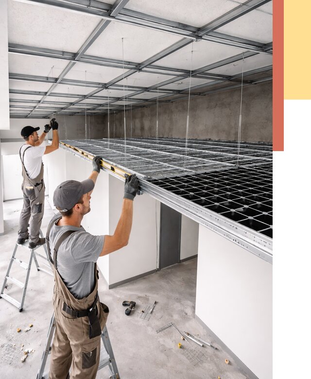 Монтаж потолка грильято в Ломоносове от 461 руб./м² — быстрая сборка под ключ | ОТДЕЛОЧНИК-Лмн