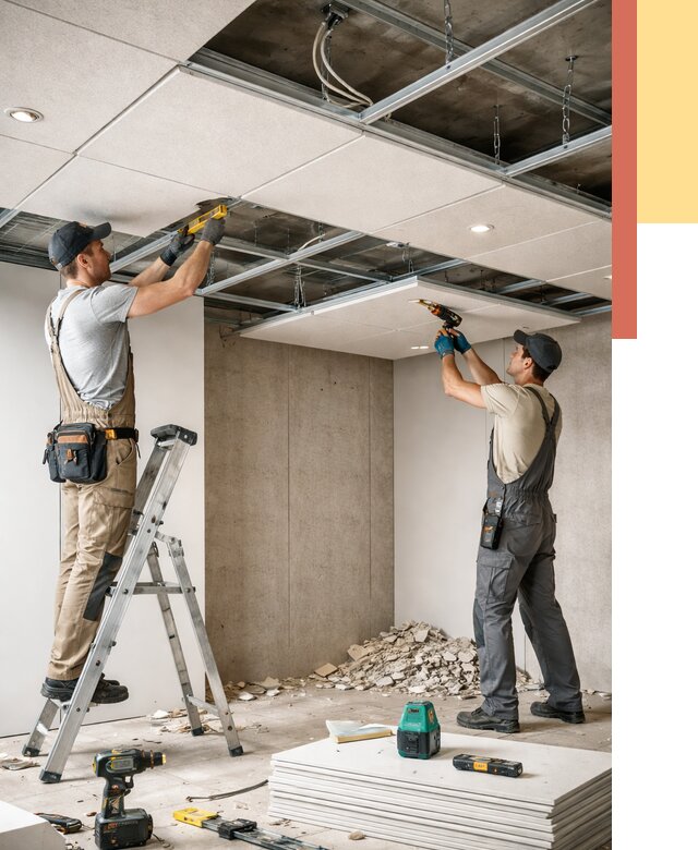 Монтаж акустического потолка в Ломоносове от 6659 руб/м2 — быстро и недорого | ОТДЕЛОЧНИК-Лмн