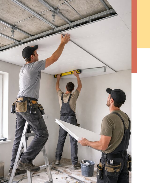 Монтаж потолка из ПВХ панелей в Ломоносове от 3586 руб./м2 — быстро и недорого | ОТДЕЛОЧНИК-Лмн