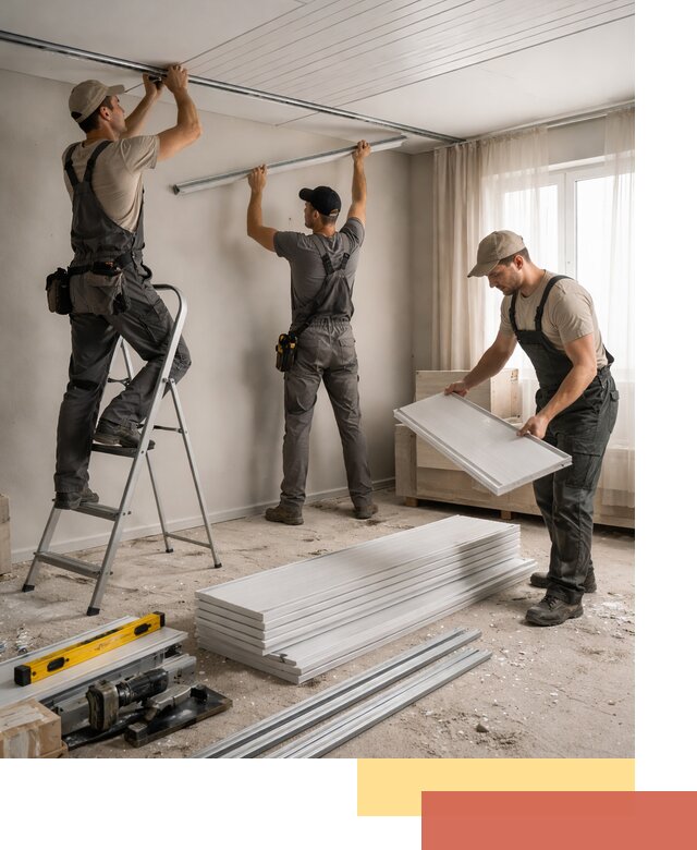 Монтаж потолка из ПВХ панелей в Ломоносове оперативно и качественно