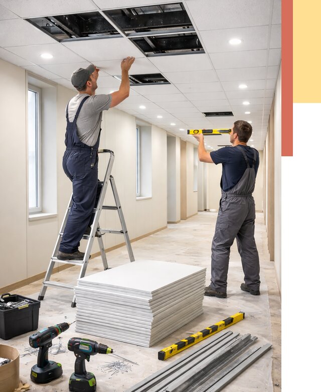 Ремонт потолка Армстронг в Ломоносове от 4610 руб. — быстро и недорого | ОТДЕЛОЧНИК-Лмн