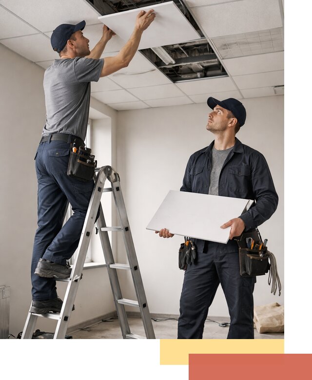 Обслуживание подвесного потолка в Ломоносове — ремонт и чистка