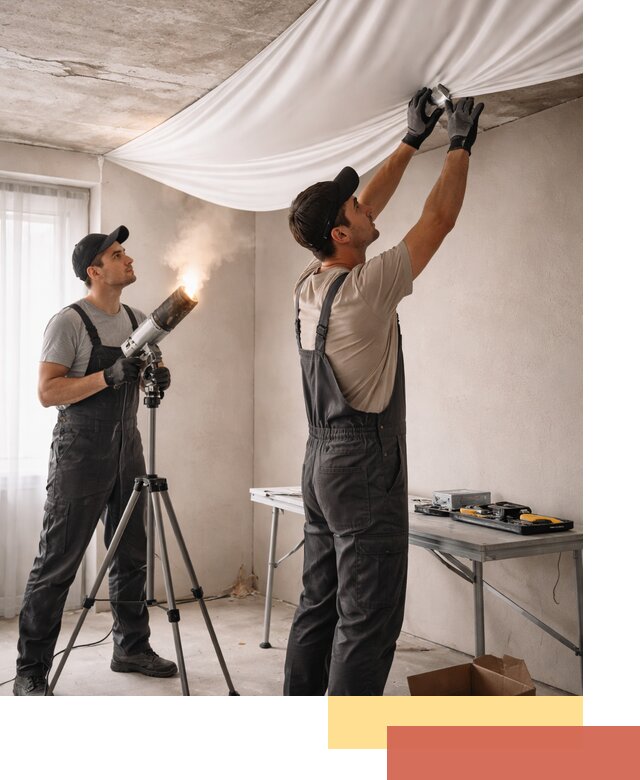 Установка натяжного потолка под ключ в Ломоносове