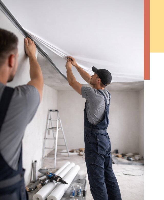 Монтаж матового натяжного потолка в Ломоносове от 4610 руб./м² — быстро и недорого | ОТДЕЛОЧНИК-Лмн