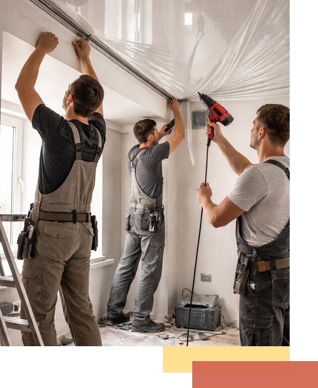 Монтаж глянцевого натяжного потолка в Ломоносове быстро и качественно