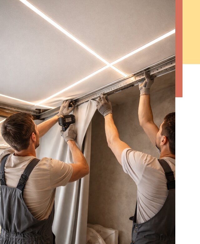 Монтаж натяжного потолка со световыми линиями в Ломоносове от 1229 руб. | ОТДЕЛОЧНИК-Лмн