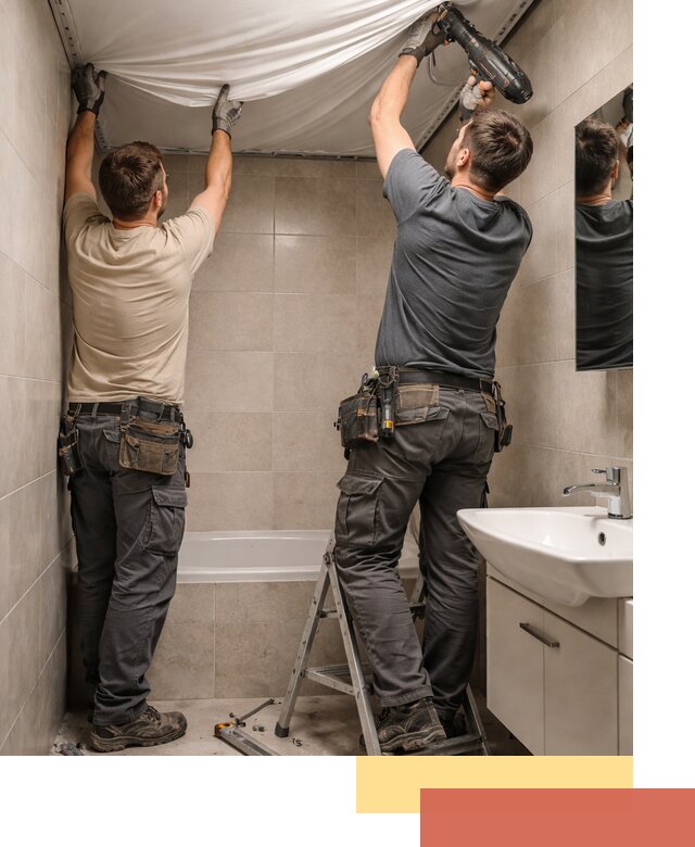 Монтаж натяжного потолка в ванной в Ломоносове быстро и качественно