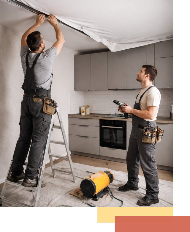 Монтаж натяжного потолка на кухне в Ломоносове