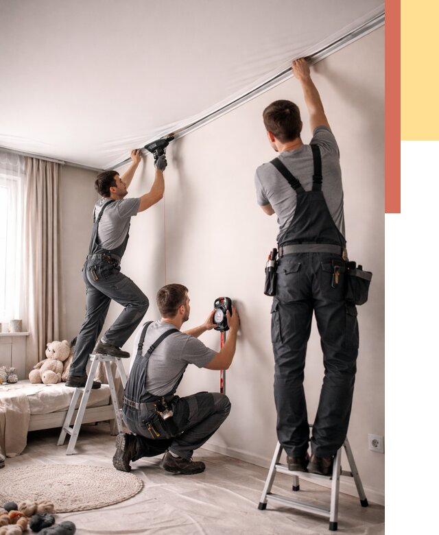 Монтаж натяжного потолка в детской в Ломоносове от 3586 руб. — быстро и недорого | ОТДЕЛОЧНИК-Лмн