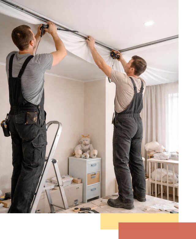 Монтаж натяжного потолка в детской комнате в Ломоносове