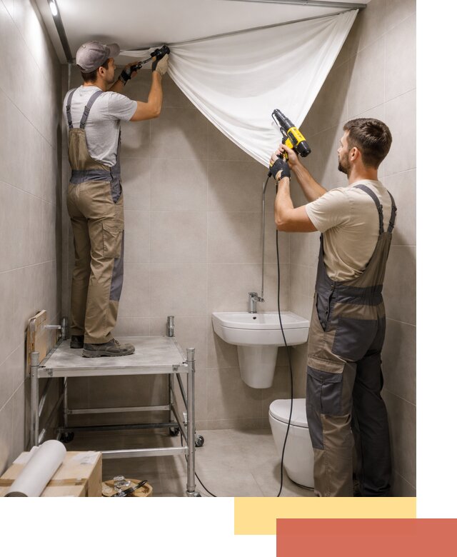 Монтаж натяжного потолка в санузле в Ломоносове