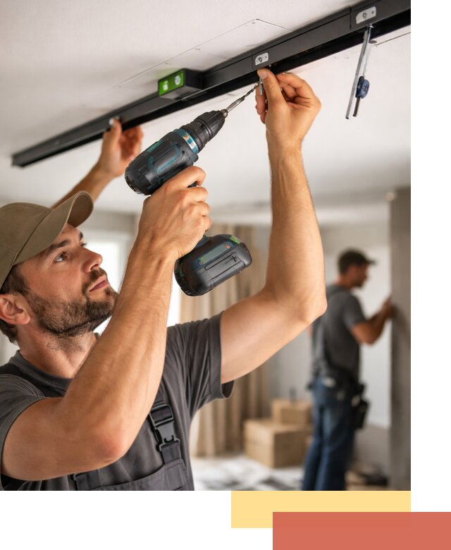 Установка трековых светильников в натяжной потолок в Ломоносове