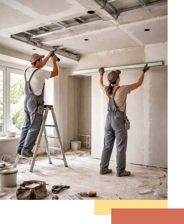 Монтаж многоуровневого потолка из гипсокартона в Ломоносове