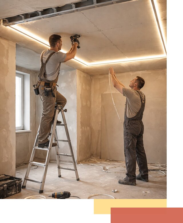 Потолок из гипсокартона с подсветкой в Ломоносове