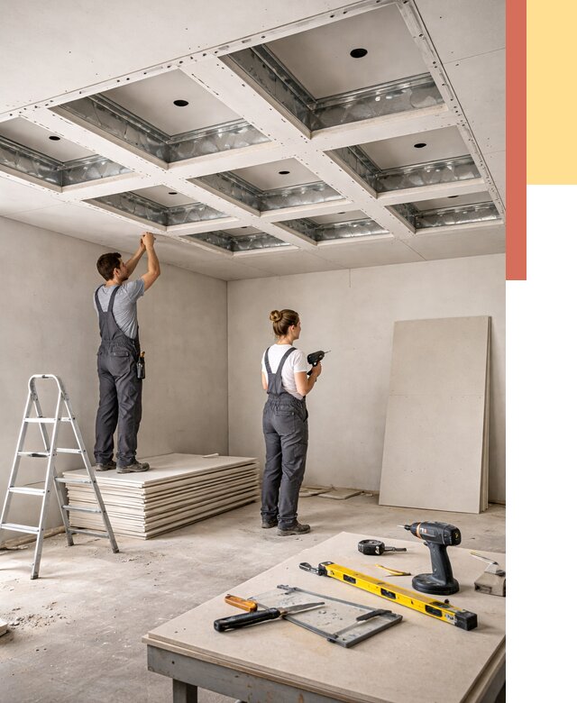 Кессонный потолок из гипсокартона в Ломоносове от 1895 руб. — монтаж и под ключ | ОТДЕЛОЧНИК-Лмн