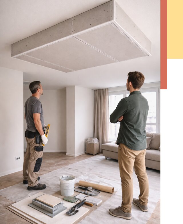 Короб на потолке из гипсокартона в Ломоносове от 2254 руб. — монтаж и услуги под ключ | ОТДЕЛОЧНИК-Лмн