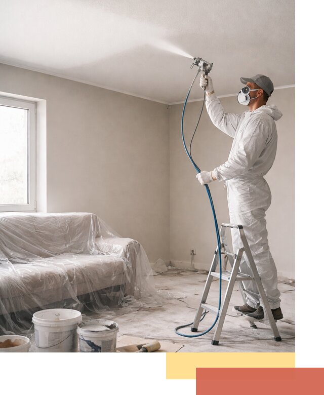 Покраска потолка краскопультом в Ломоносове быстро и качественно