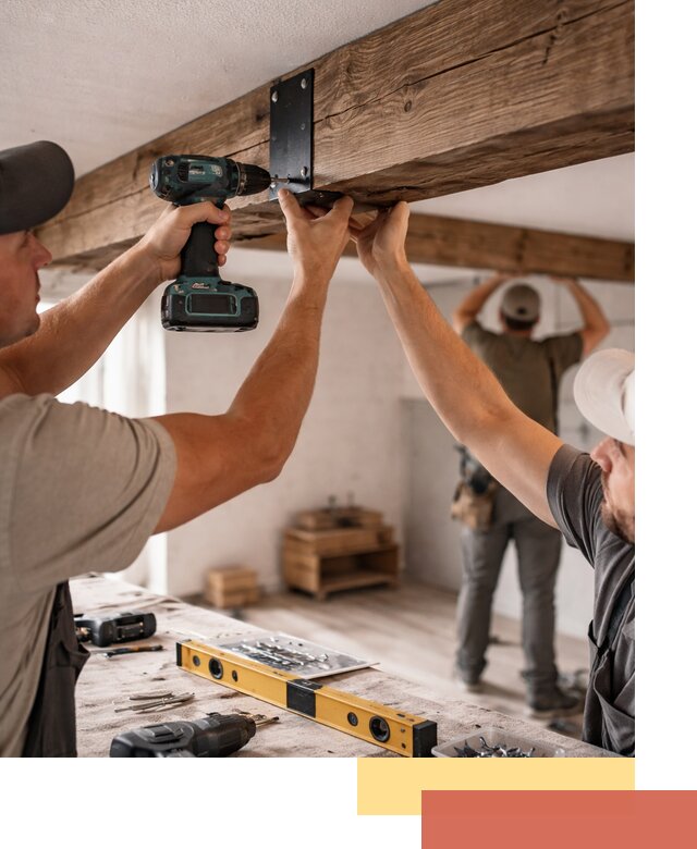 Монтаж декоративных потолочных балок в Ломоносове